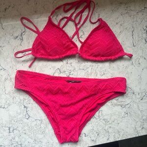 Vince Camuto Women's Pink Crochet Bikini Bottoms & Top 2 Piece Set